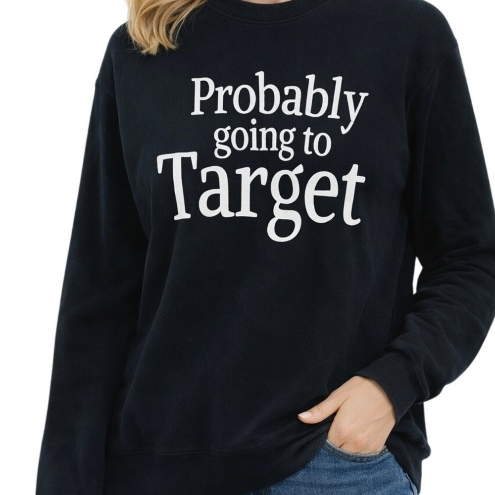 Graphic Sweatshirt Womens Medium Black Probably Going To Target Pullover